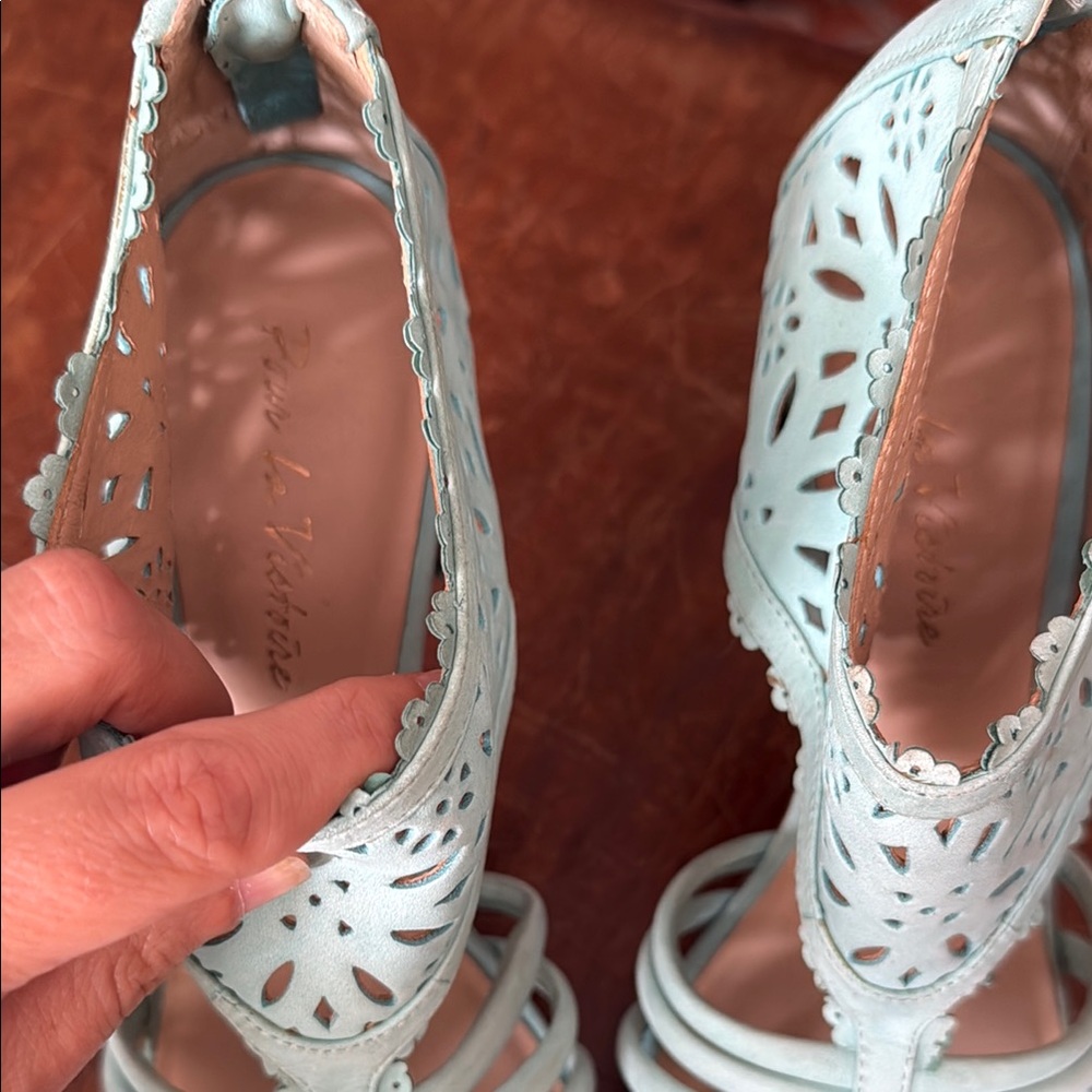 Turquoise Laser Cut Heels - Picture 7 of 8